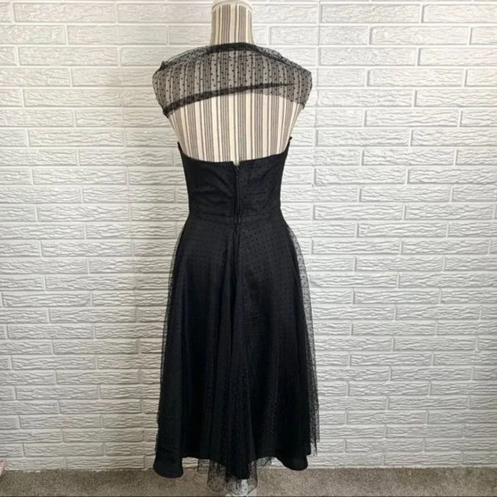 Vintage Uzanel Black Polka Dot Strapless Dress Size Medium - Picture 10 of 10